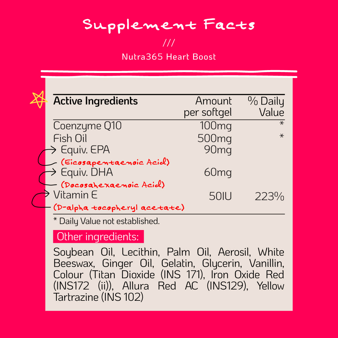 Nutra365 Heart Boost 30s - Support Healthy Cardiovascular System & Blood Circulation