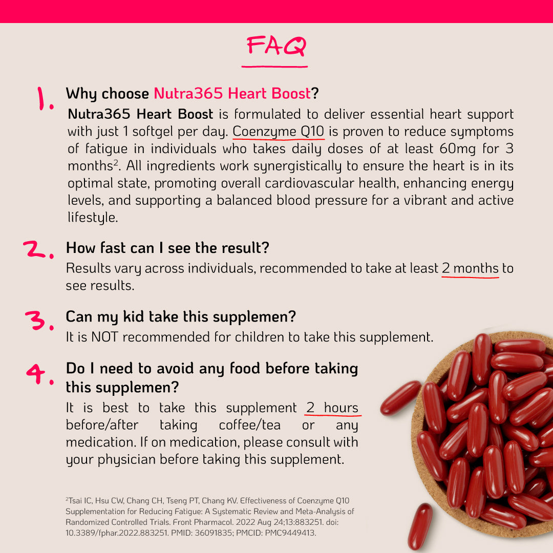 Nutra365 Heart Boost 30s - Support Healthy Cardiovascular System & Blood Circulation