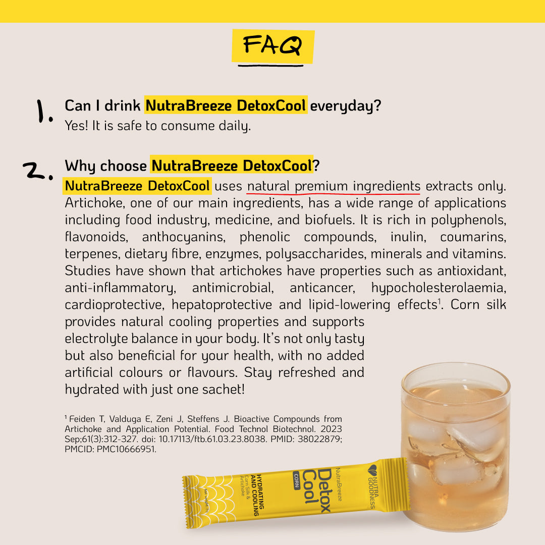 Nutra Goodness NutraBreeze DetoxCool (Corn/Winter Melon) 10s - Provide Hydration & Support Electrolyte Balance