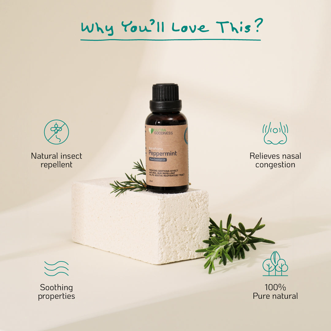 NutraAroma Pure Essential Oil Peppermint 30ml - Relieve Nasal Congestion & Natural Insect Repellent