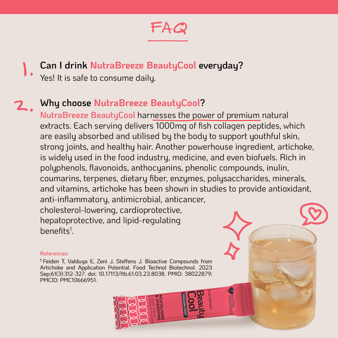 Nutra Goodness NutraBreeze BeautyCool Collagen 1000mg (Passion Fruit) 10s - Support Skin Hydration & Elasticity