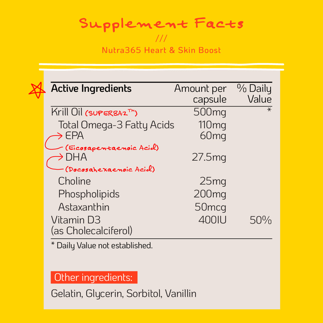 Nutra Goodness Nutra365 Heart & Skin Boost 60s - Improve Heart & Skin Health, Reduce Inflammation