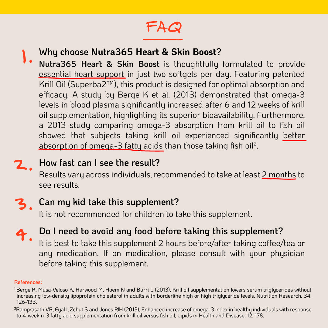 Nutra Goodness Nutra365 Heart & Skin Boost 30s - Improve Heart & Skin Health, Reduce Inflammation