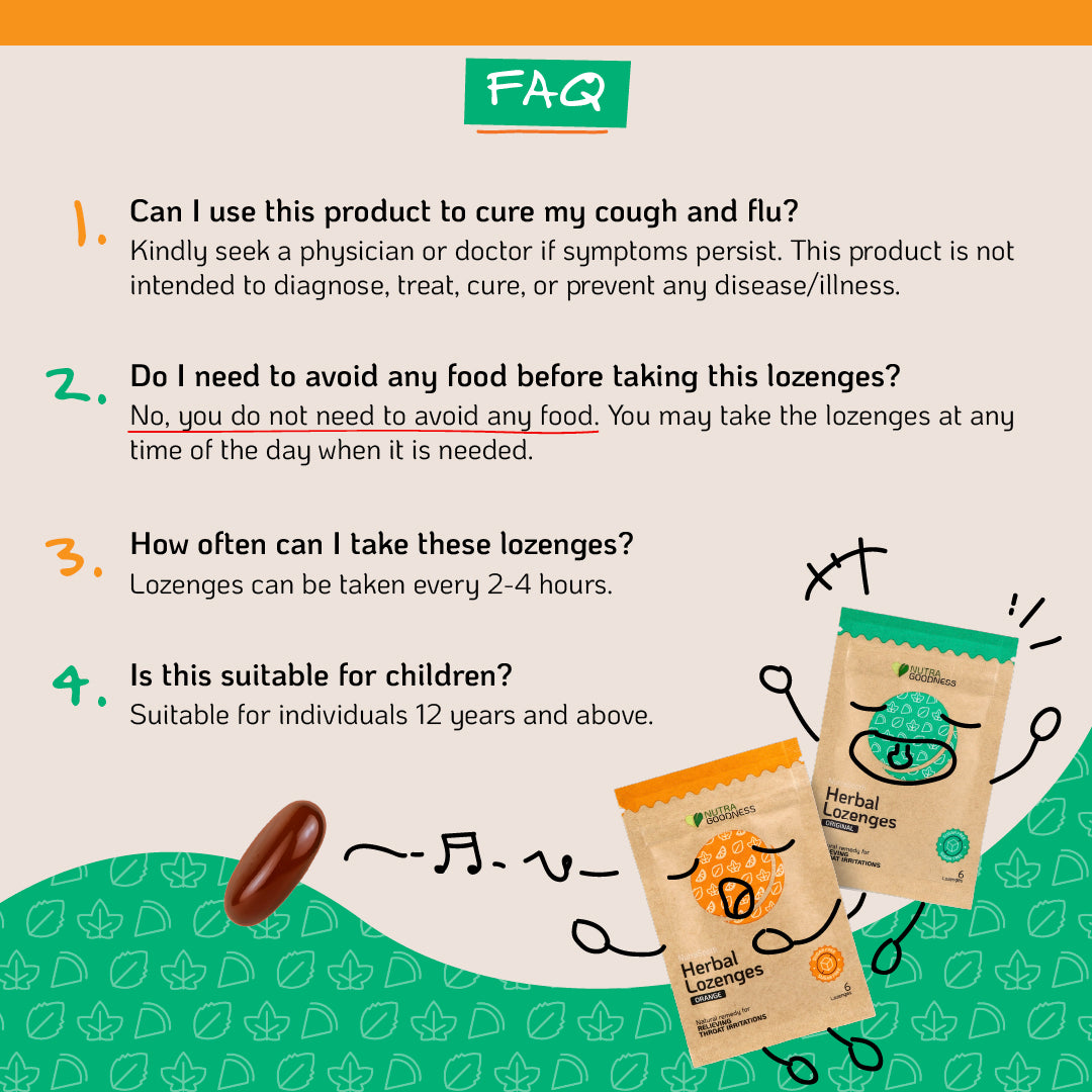 NutraSooth Sugar-Free Herbal Lozenges (Original/Orange) - Soothe Sore Throat & Ease Cold Symptoms