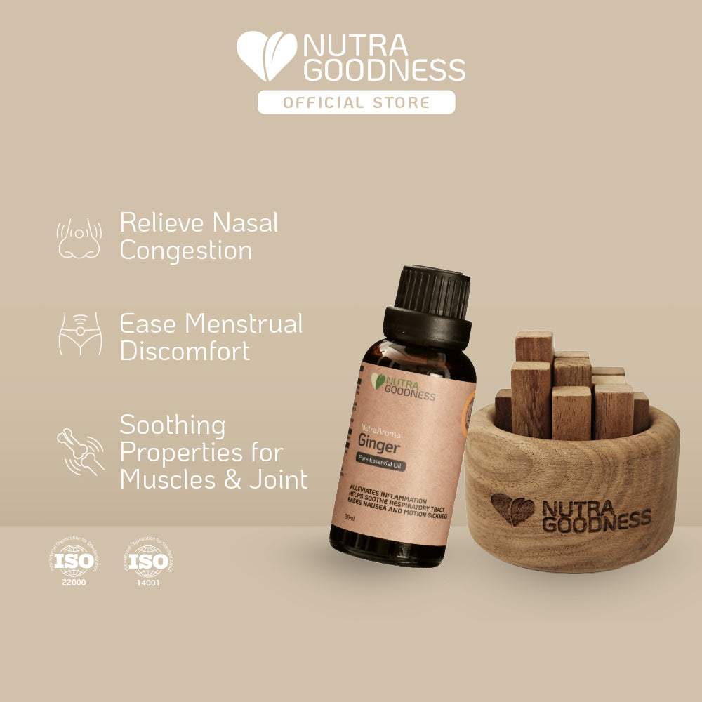 Nutra Goodness Serenity Set - NutraAroma Pure Essential Oil 30ml + Zen Wood Aroma Diffuser
