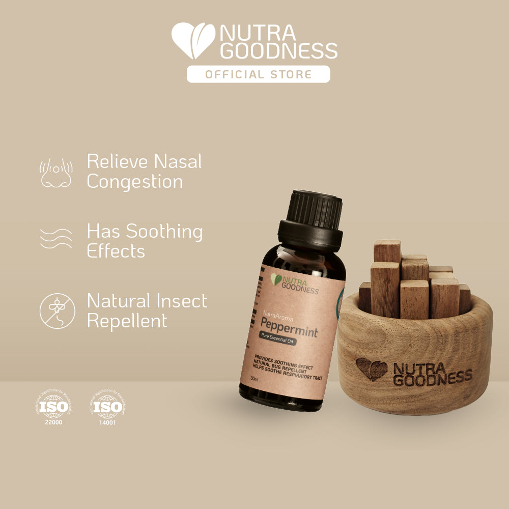 Nutra Goodness Serenity Set - NutraAroma Pure Essential Oil 30ml + Zen Wood Aroma Diffuser