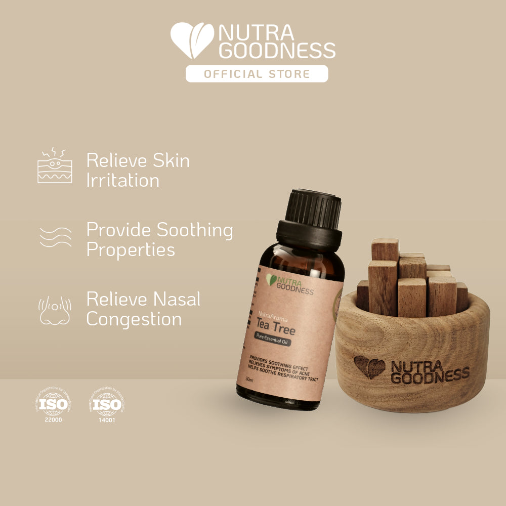 Nutra Goodness Serenity Set - NutraAroma Pure Essential Oil 30ml + Zen Wood Aroma Diffuser
