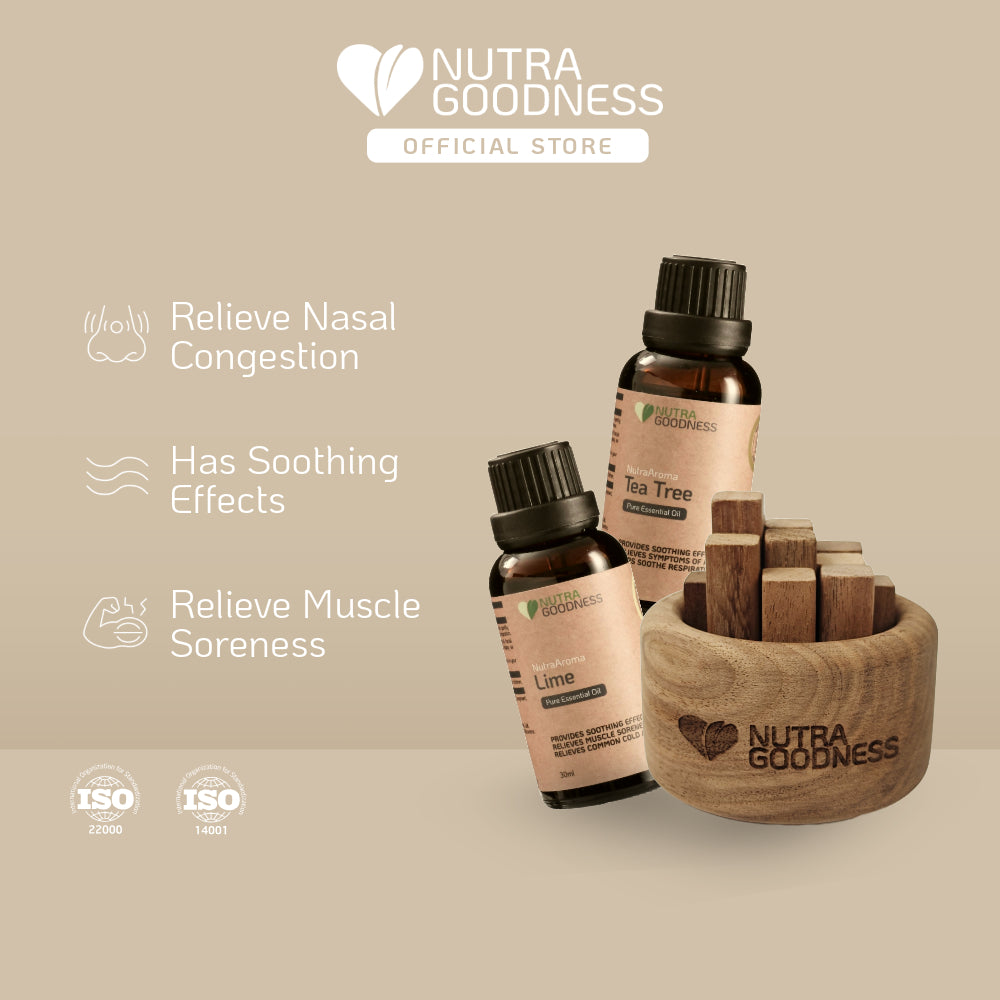 Nutra Goodness Serenity Set - NutraAroma Pure Essential Oil 30ml + Zen Wood Aroma Diffuser