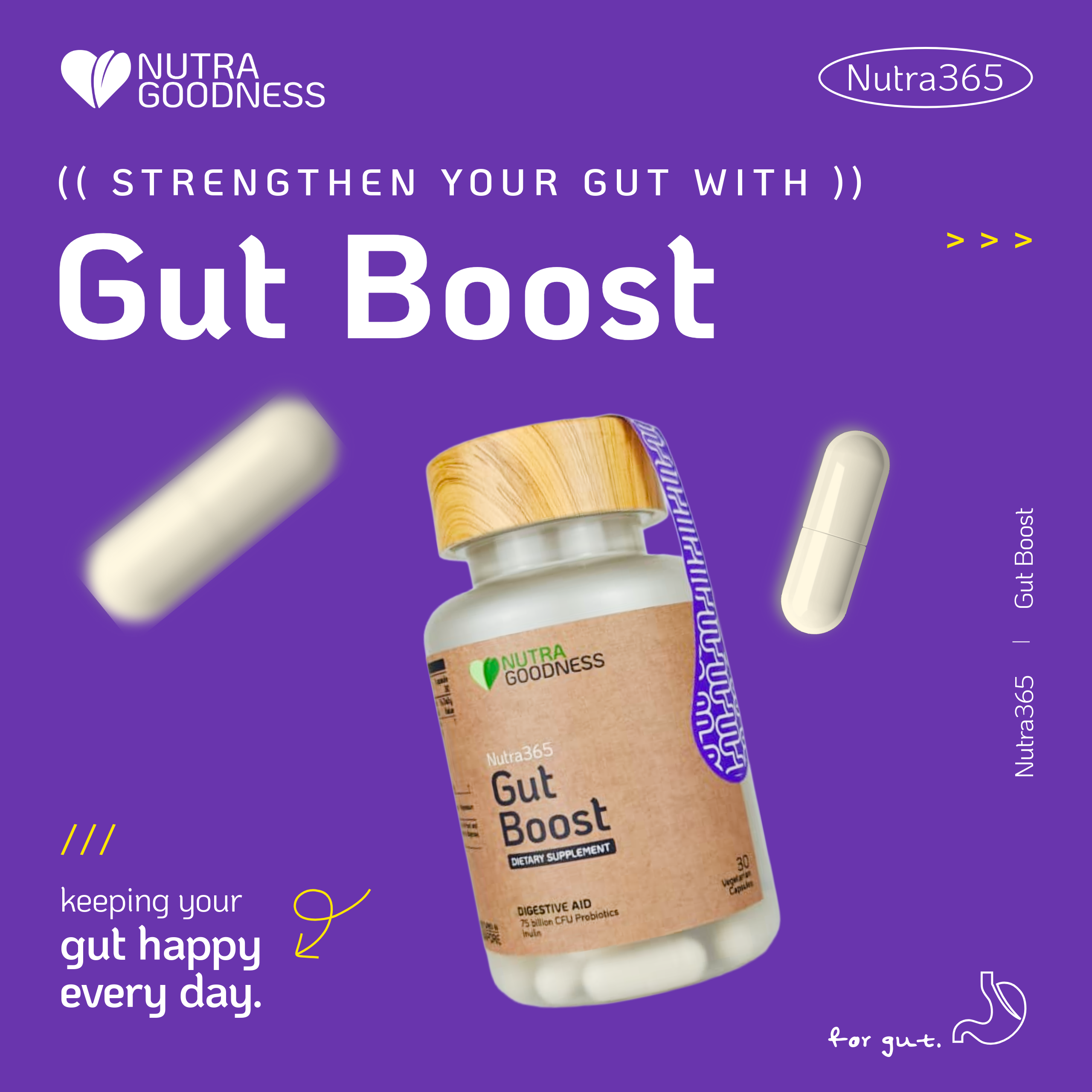 Nutra365 Gut Boost 30s - Support Gut & Digestive Health