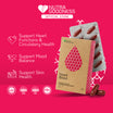 Packaging of Nutra Goodness Nutra365 Heart Boost softgels, with information on supporting heart functions, circulatory health, mood balance, and skin health.