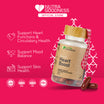 A product image for Nutra Goodness Nutra365 Heart Boost, which is a dietary supplement in softgel form. The image features a brown bottle with a white label, and it is advertised as supporting cardiovascular functions and blood circulation, as well as having benefits for skin and mood.
