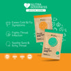 Nutra Goodness Herbal Lozenges packaging on a green and orange background with product benefits listed.