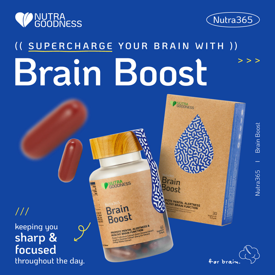 Nutra Goodness Nutra365 Brain Boost 30s - Promote Mental Alertness & Healthy Brain Function
