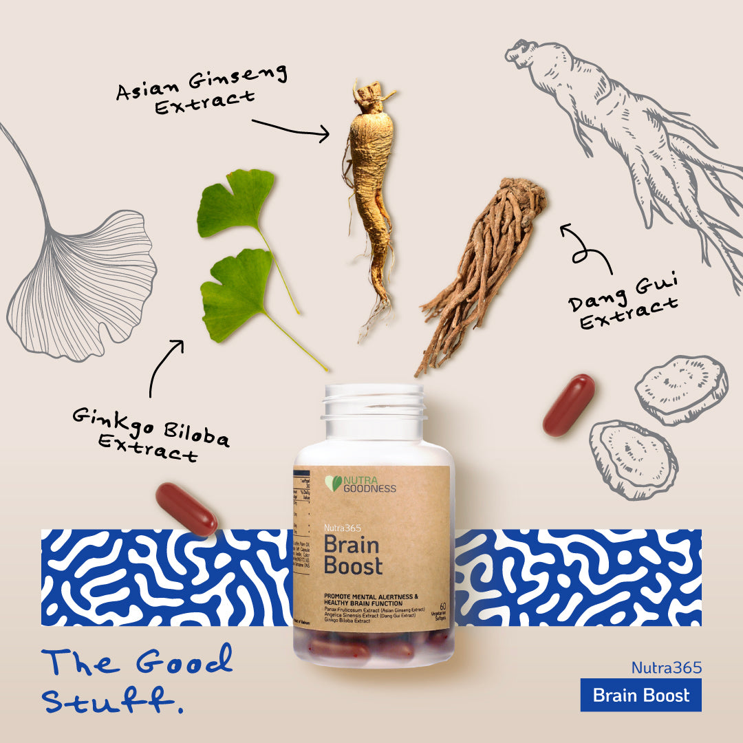 Nutra Goodness Nutra365 Brain Boost 30s - Promote Mental Alertness & Healthy Brain Function