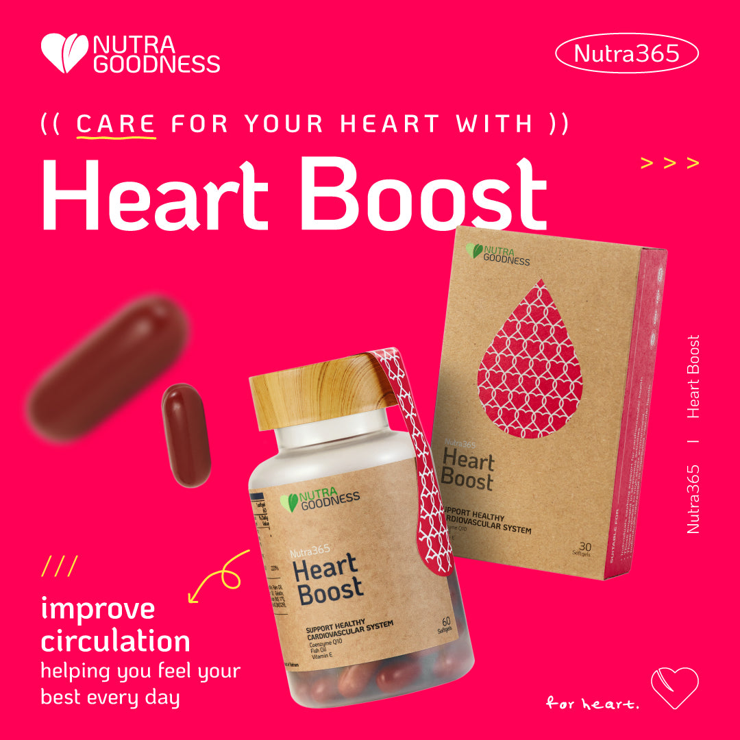 Nutra Goodness Nutra365 Heart Boost 30s - Support Healthy Cardiovascular System & Blood Circulation