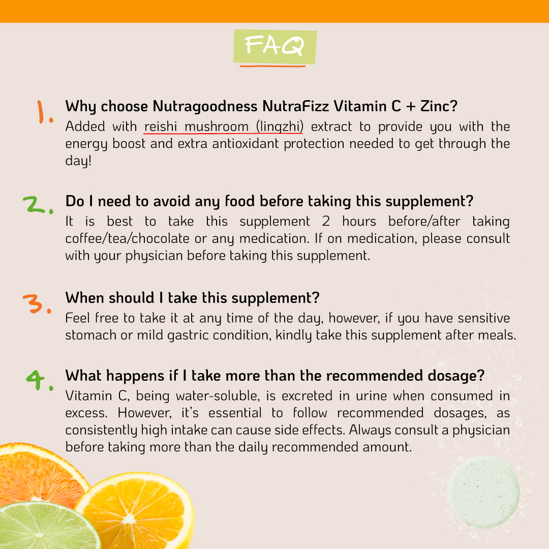Nutra Goodness NutraFizz Vitamin C + Zinc Effervescent (Orange/Lime) 16s - Boost Immunity & Antioxidant