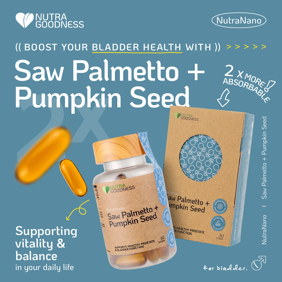 Nutra Goodness NutraNano Saw Palmetto + Pumpkin Seed 60s – Support Prostate Health & Urinary Tract