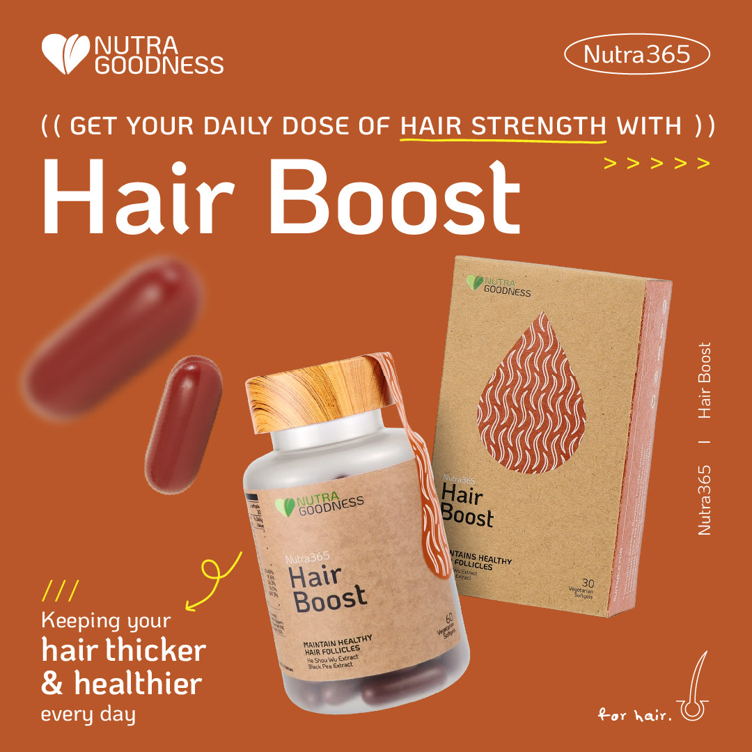 Nutra Goodness Nutra365 Hair Boost 60s – Support Healthy Hair Follicles & Scalp, Nourish & Hydrate Hair