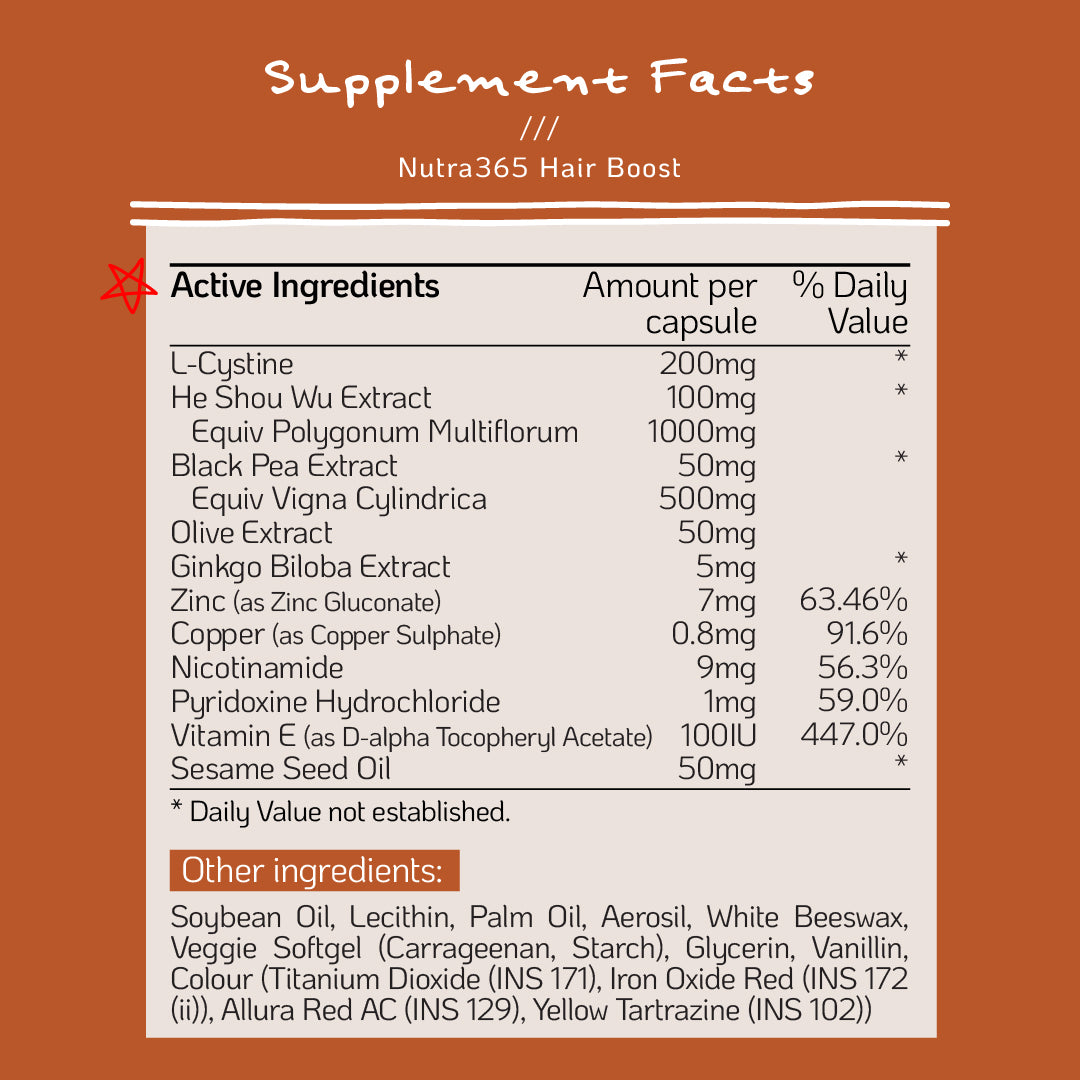 Nutra Goodness Nutra365 Hair Boost 60s – Support Healthy Hair Follicles & Scalp, Nourish & Hydrate Hair