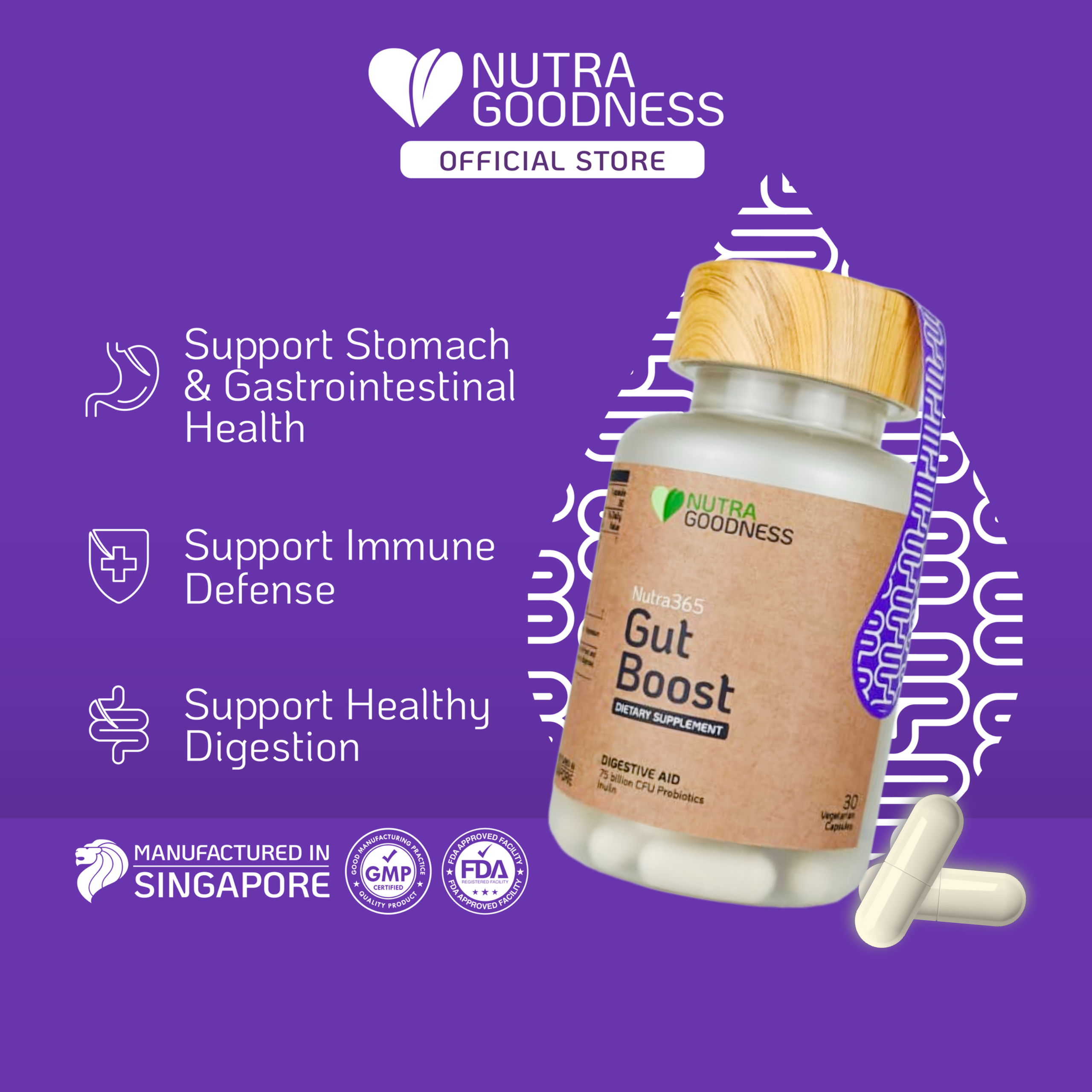 Nutra365 Gut Boost 30s - Support Gut & Digestive Health