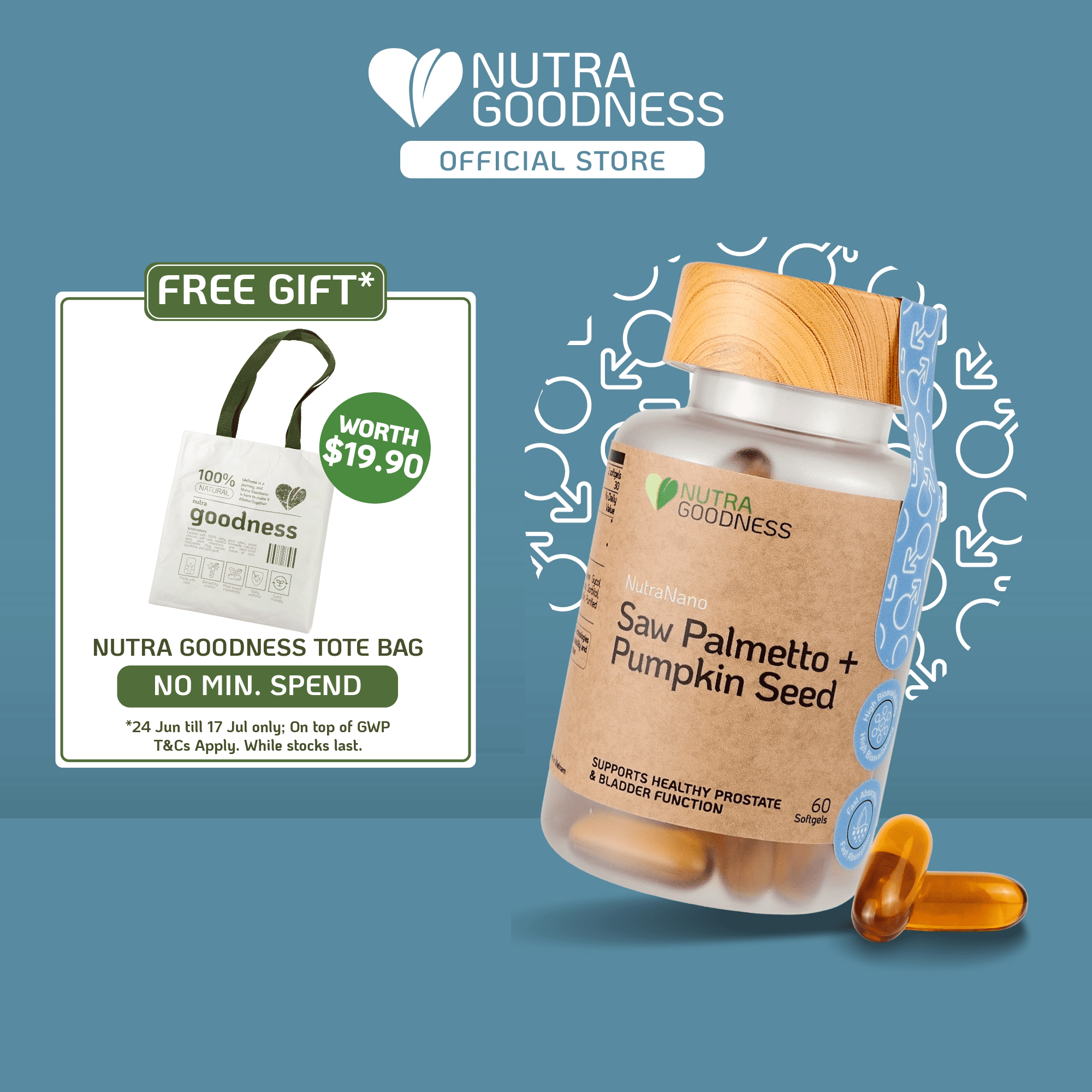 Nutra Goodness NutraNano Saw Palmetto + Pumpkin Seed 60s – Support Prostate Health & Urinary Tract