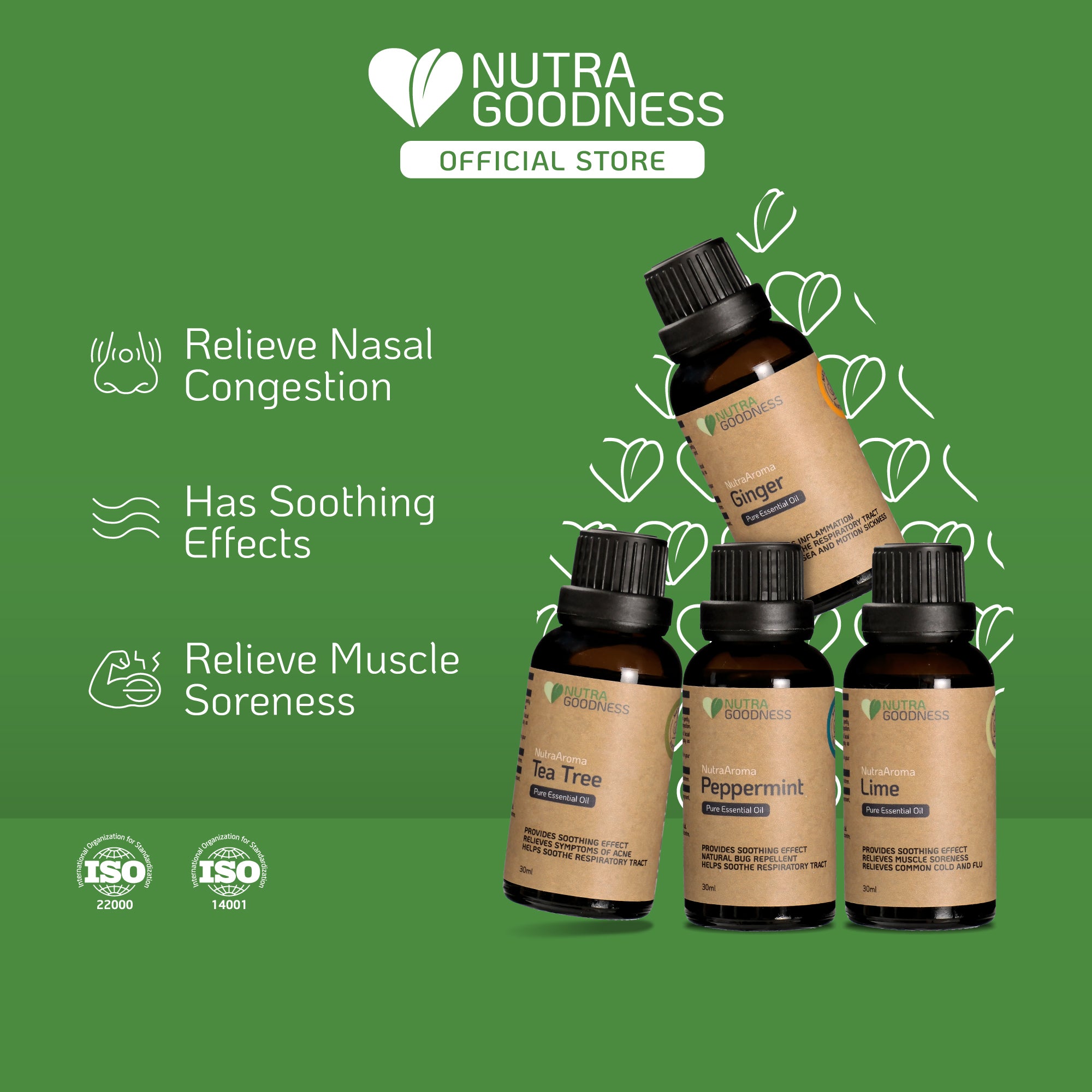 [Mix & Match] Nutra Goodness NutraAroma Pure Essential Oil 30ml - Peppermint/Lime/Ginger/Tea Tree