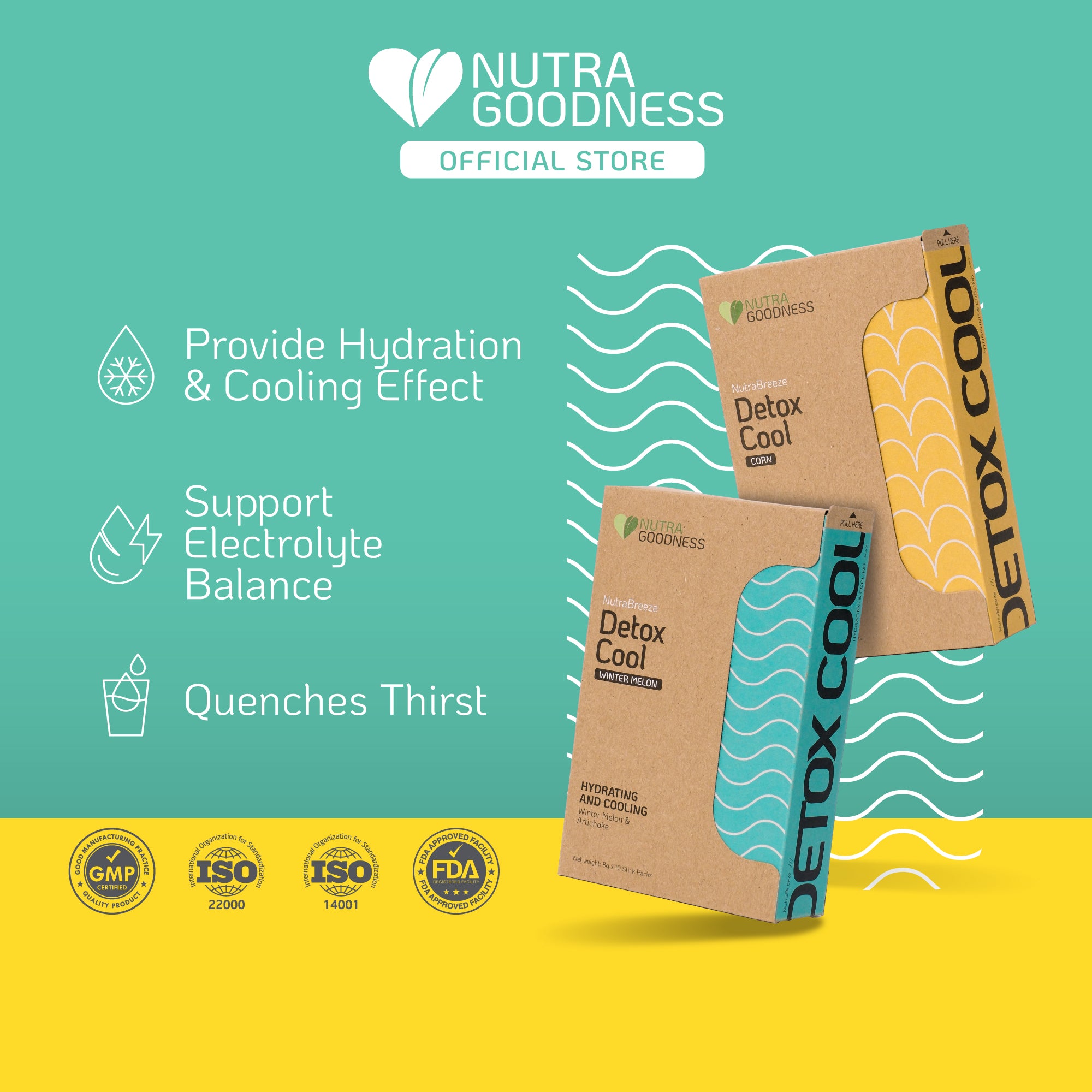 Nutra Goodness NutraBreeze DetoxCool (Corn/Winter Melon) 10s - Provide Hydration & Support Electrolyte Balance