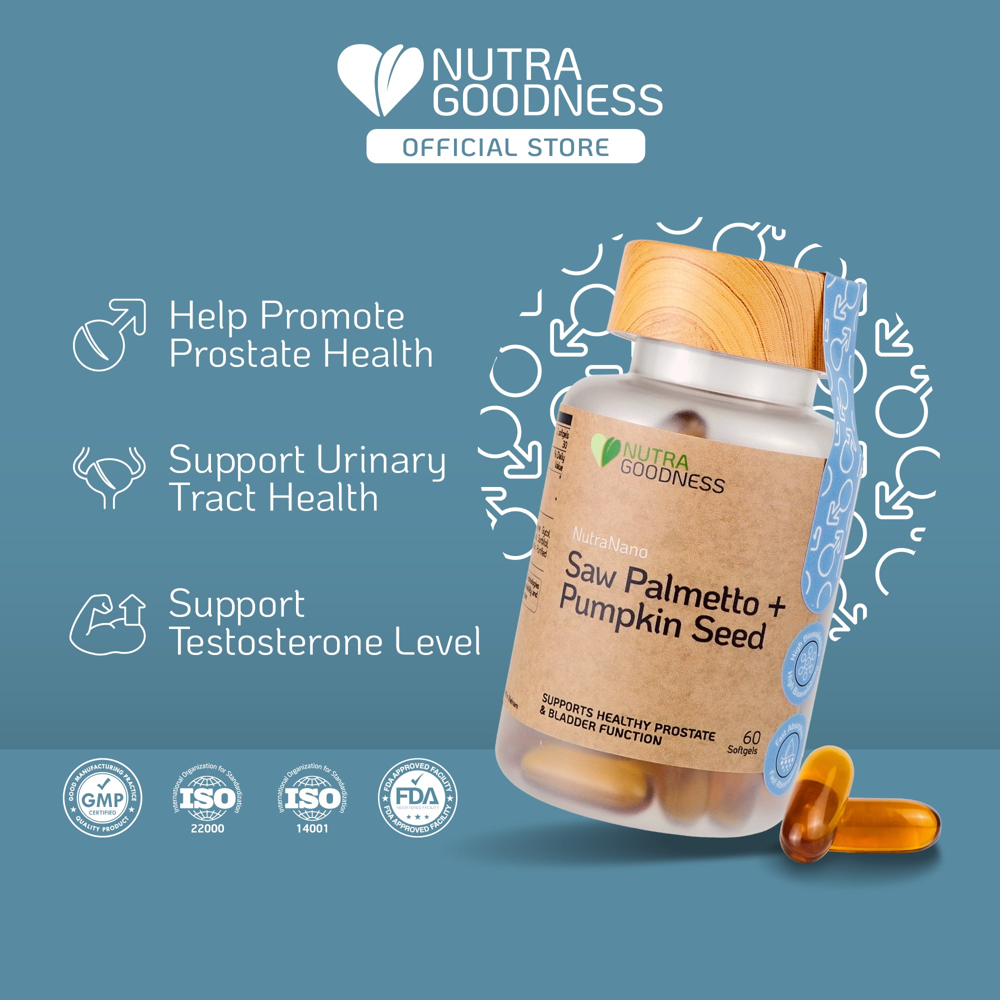 [PRE-ORDER] Nutra Goodness NutraNano Saw Palmetto + Pumpkin Seed 60s – Support Prostate Health & Urinary Tract