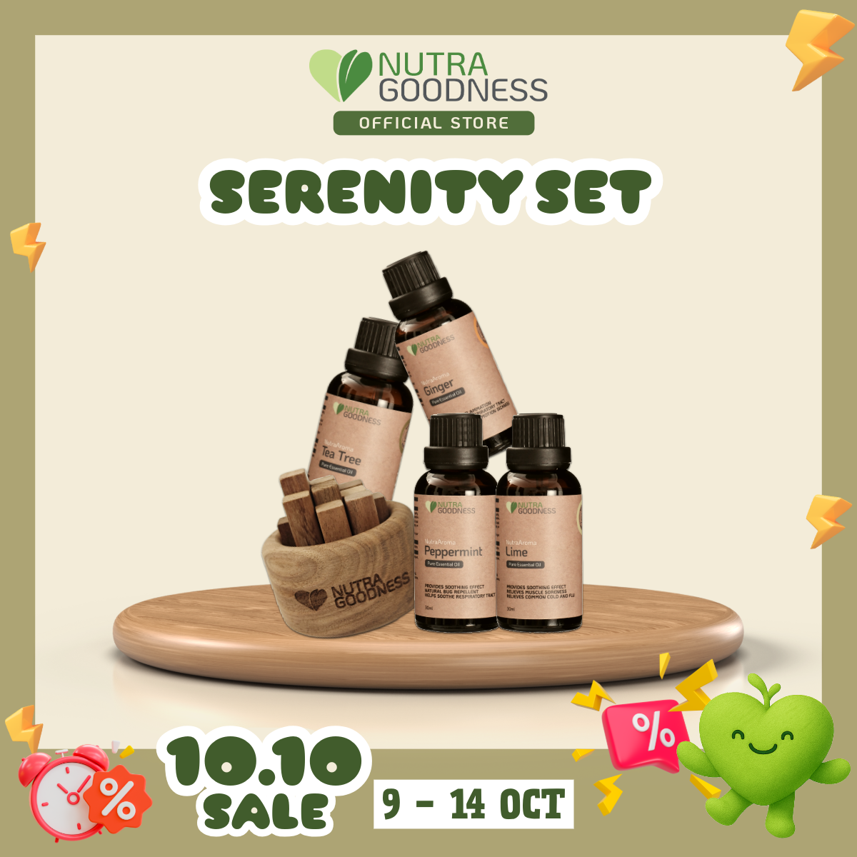 Nutra Goodness Serenity Set - NutraAroma Pure Essential Oil 30ml + Zen Wood Aroma Diffuser